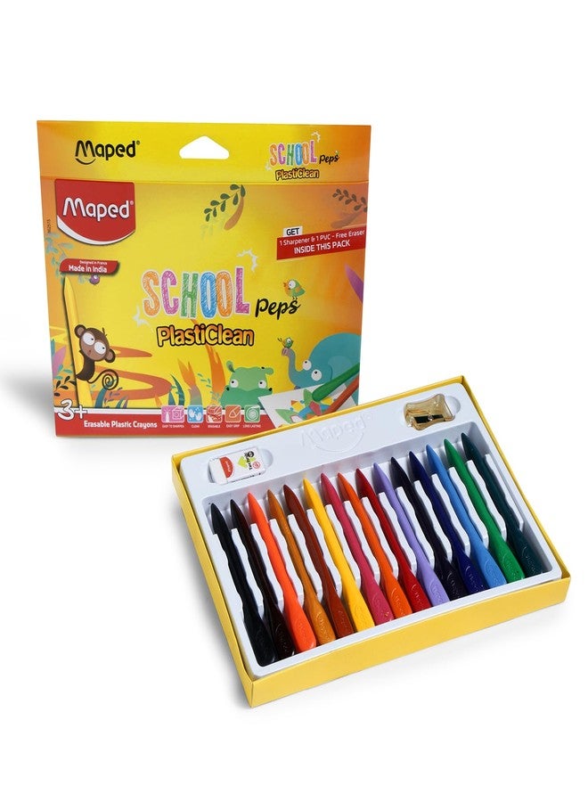 MAPED Colouring Kit Set of 3|15 Erasable Plastic Crayons + 12Jumbo Wax Crayons + 15 Oil Pastels|Mega Coloring Combo|Gift pack for Kids-Ideal birthday, return gift, or festive gift option - Image 2